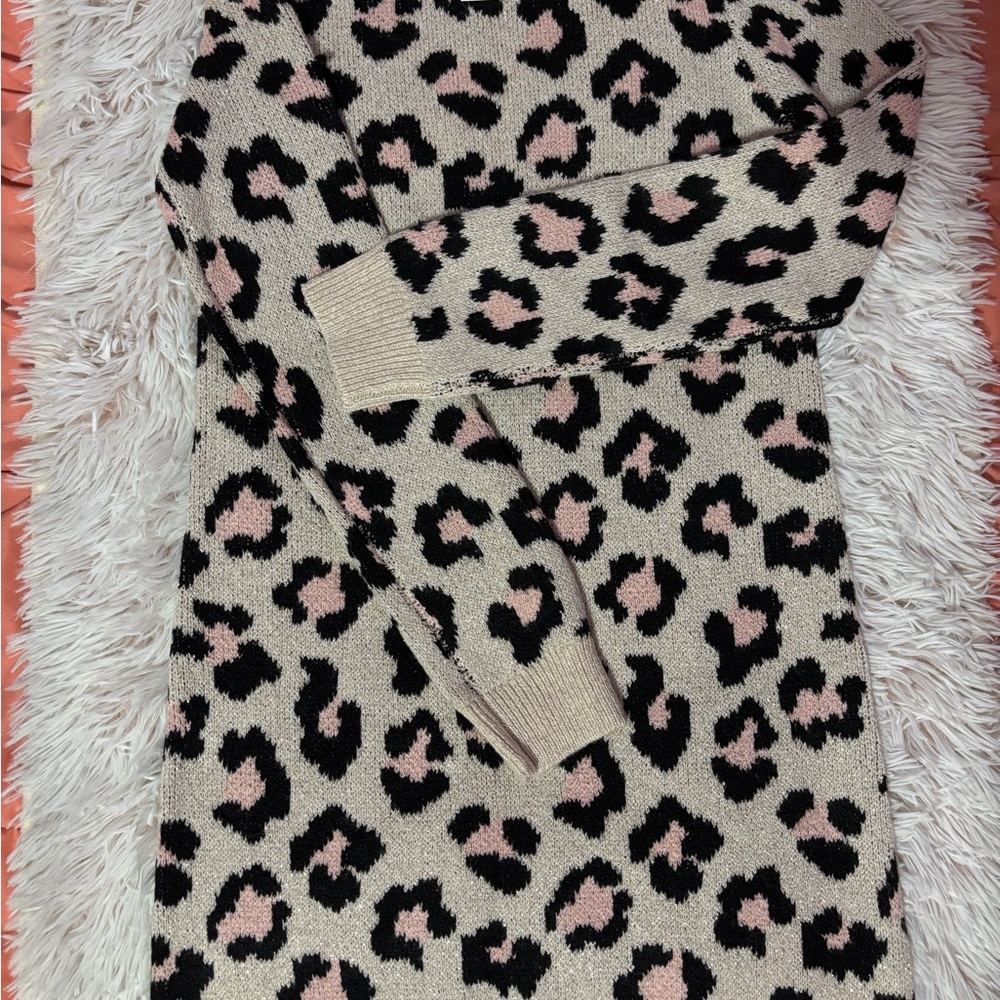 Place Pink and Black Leopard Cardigan
